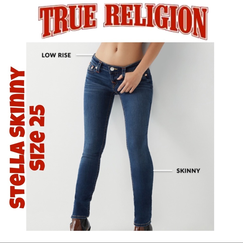 True Religion Distressed Blue Stella Skinny Size 25